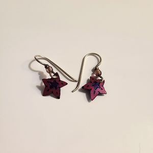 Burgundy star earrings